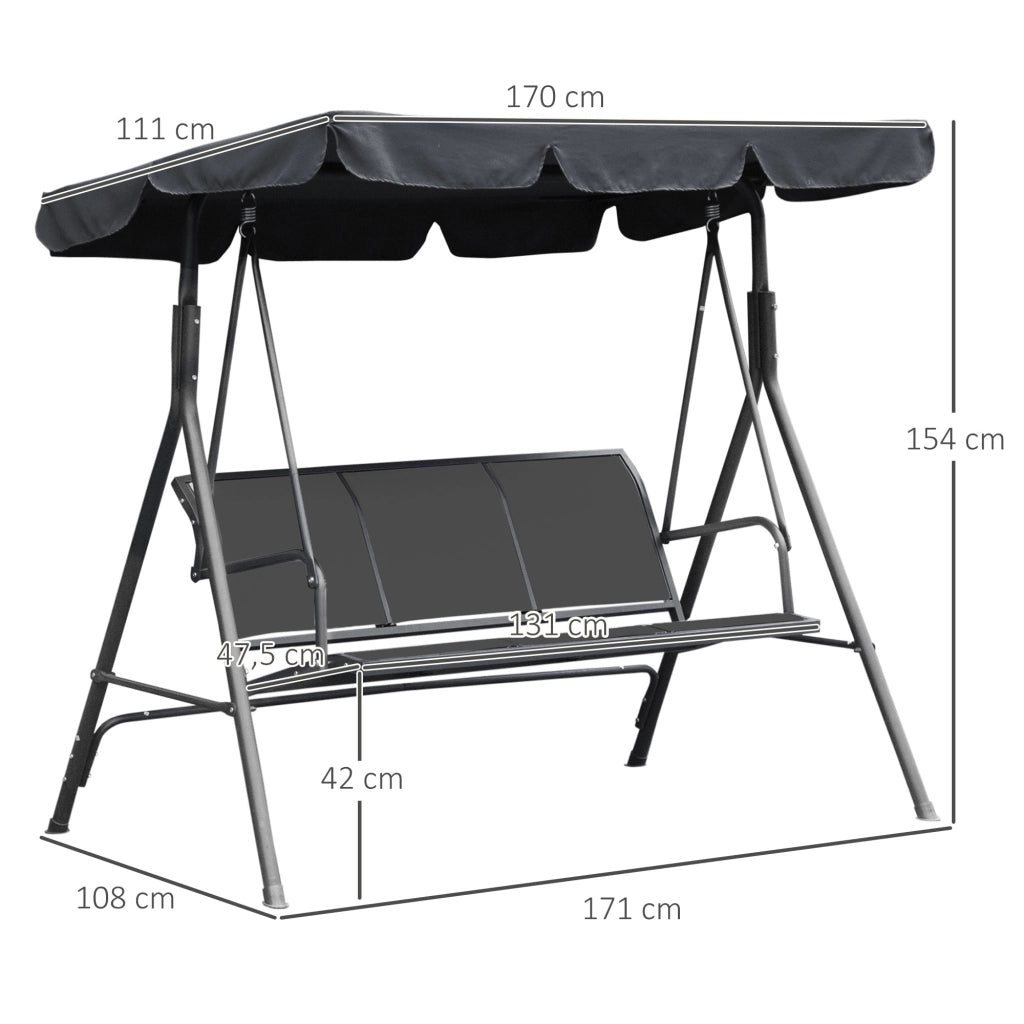 Amaca da giardino 3 posti ¨C zephmum ¨C grigio textilene acciaio