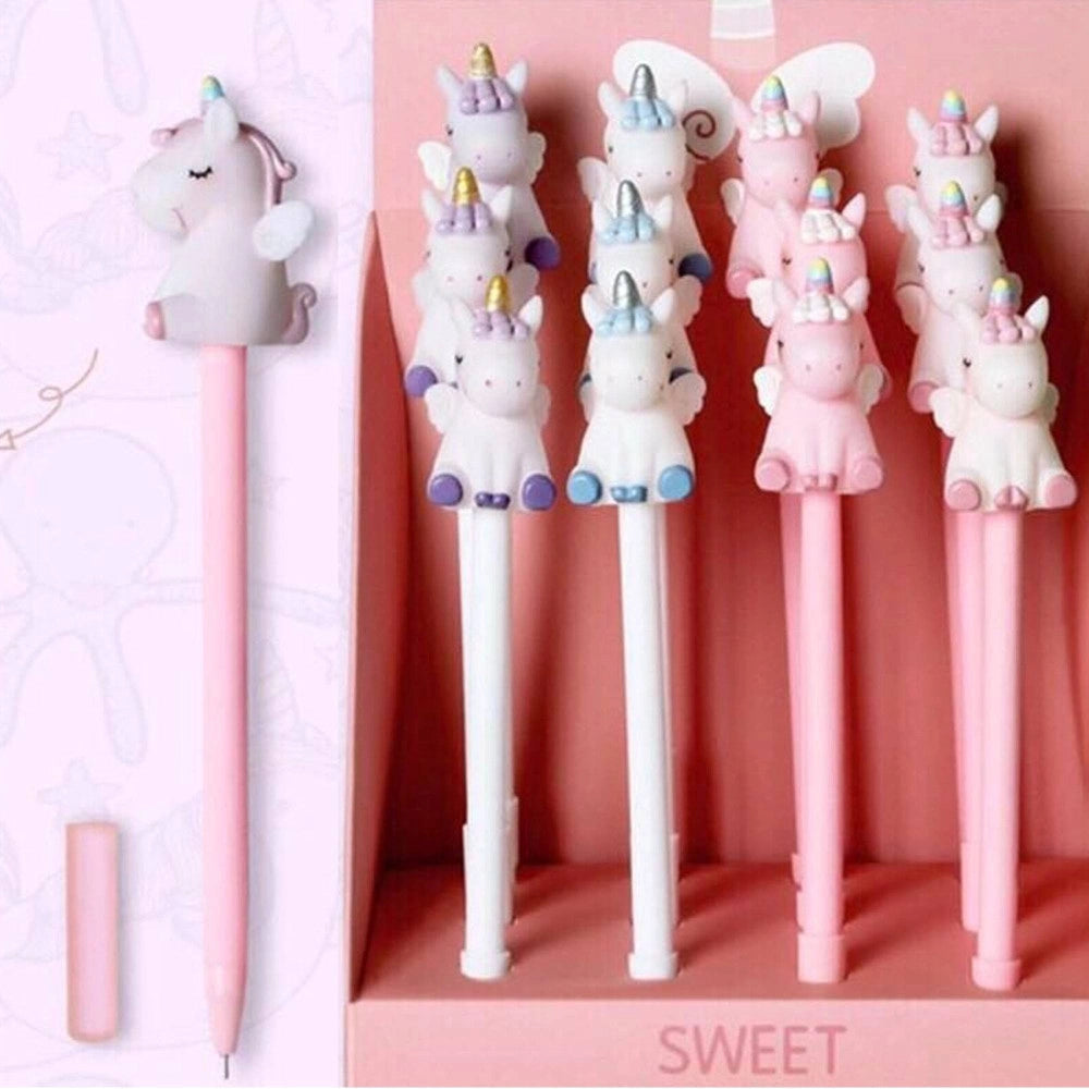 Trade Shop - Penna A Sfera Con Cappuccio Unicorno Per Scuola Festa Regalini Bomboniere Gadget -