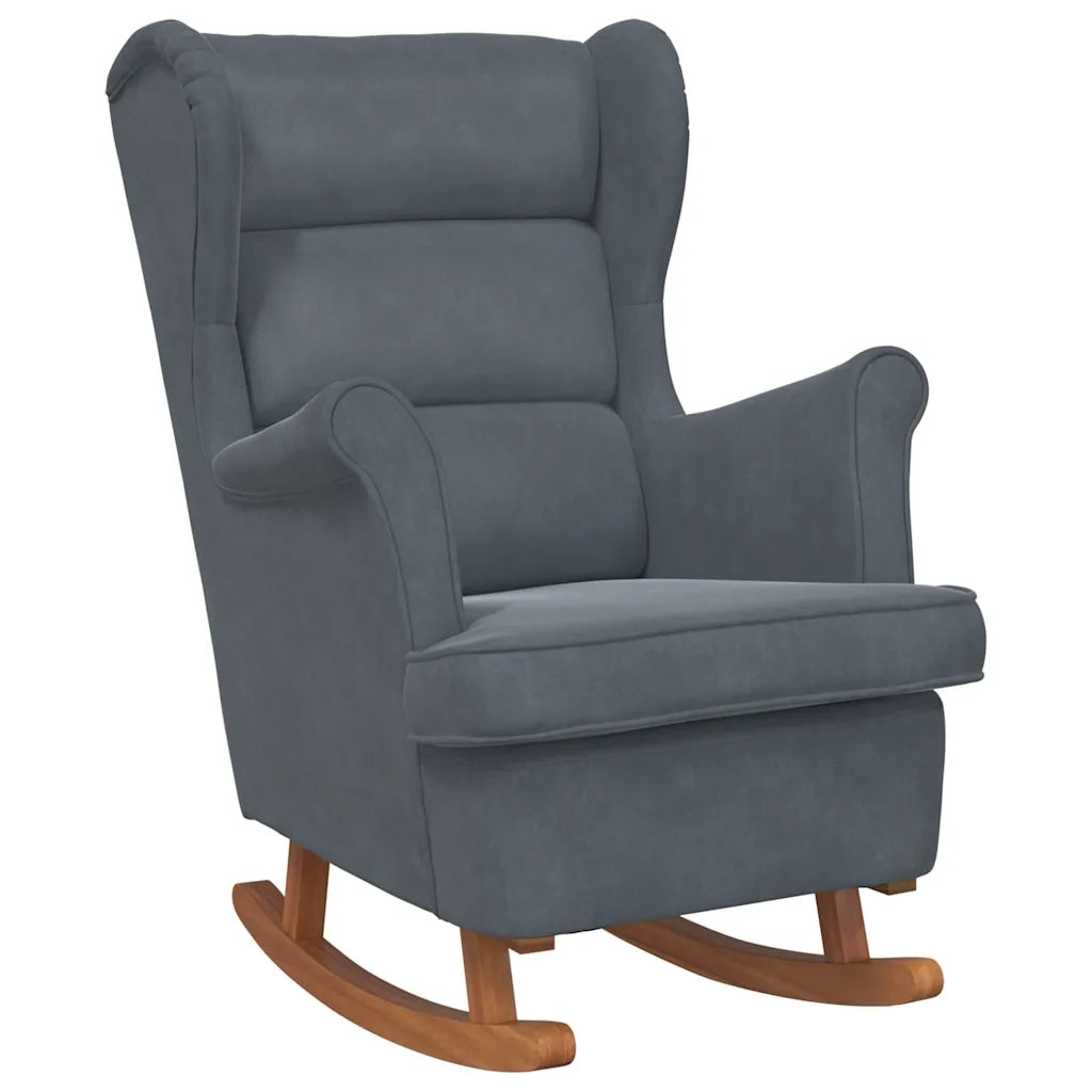 Sedia a dondolo con schienale alto in velluto grigio scuro 329364