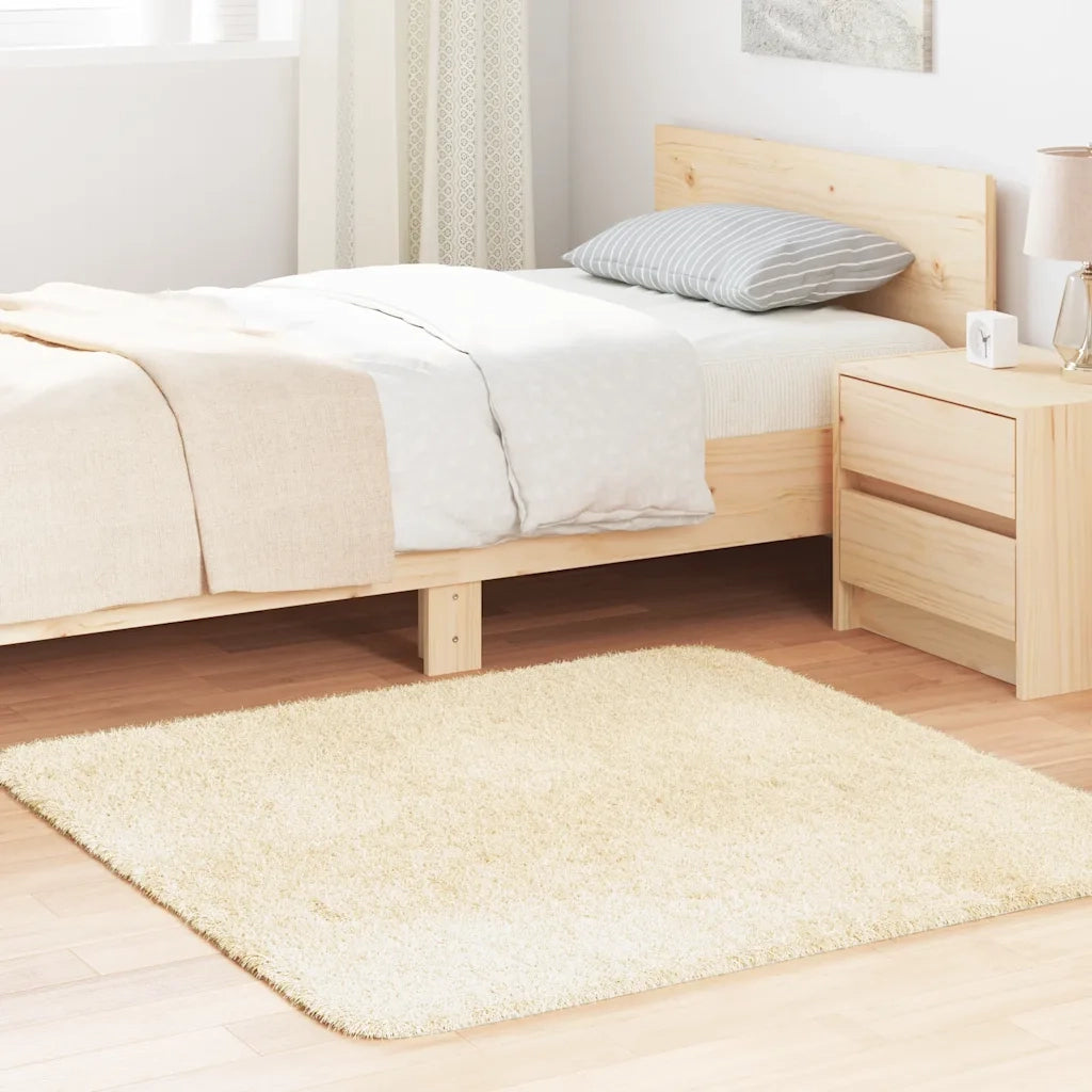 Tappeto Shaggy a Pelo Lungo NAVARRA Crema 120x120 cm poliestere 4102863