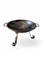 Braciere da Giardino in Ferro, 40 cm Diametro, 27 cm Altezza, Braciere con manici per Fuoco da Esterno e Interno Rame