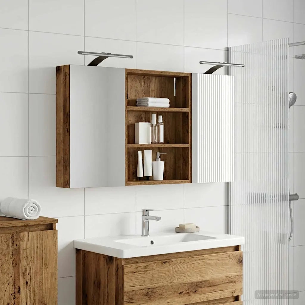 Set di Armadi da Bagno | Armadio da bagno con lo scaffale 3 pz 100 x 10,5 x 50 cm