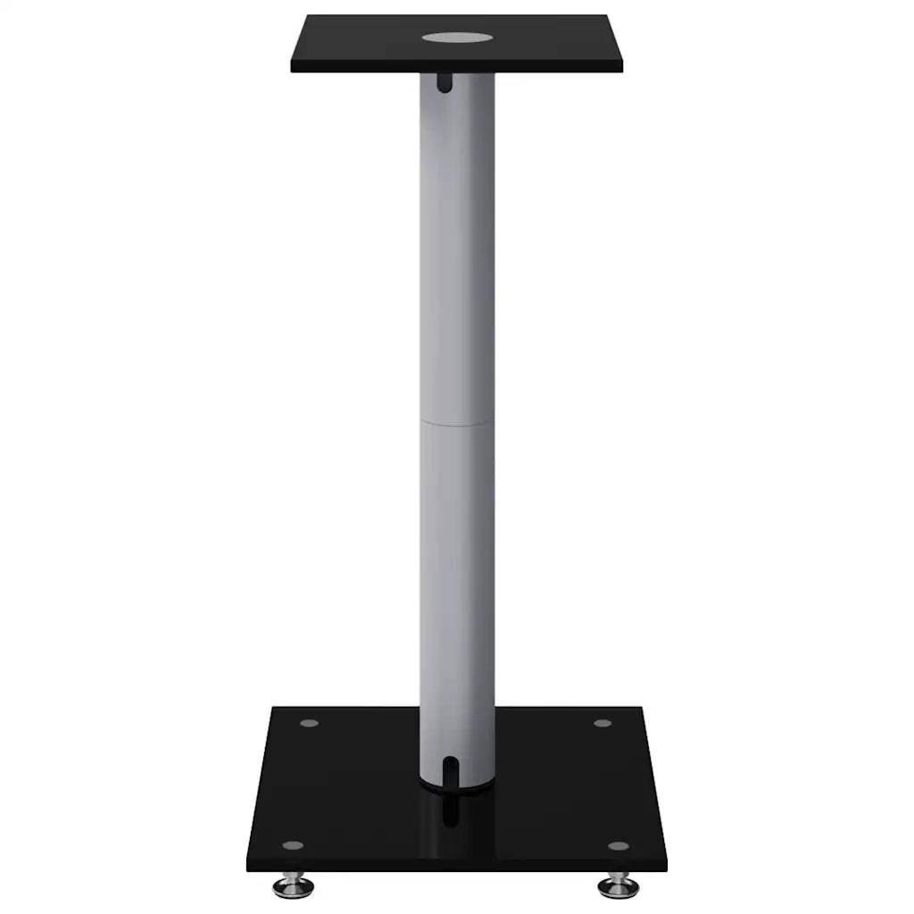 Pedane Casse 2pz Nero Argento Vetro Temperato Design 1 Pilastro 51810