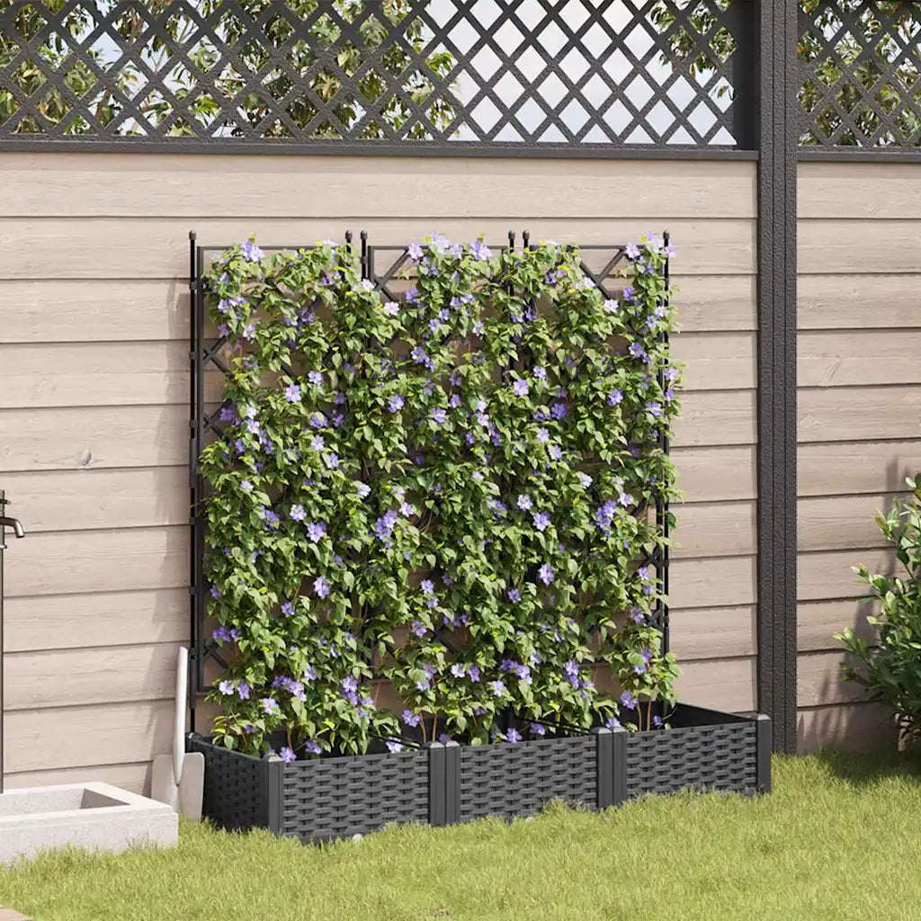Fioriere | Cassetta per fiori | Vaso da giardino 3 pz Nero 120 x 40 x 125,5 cm Plastica