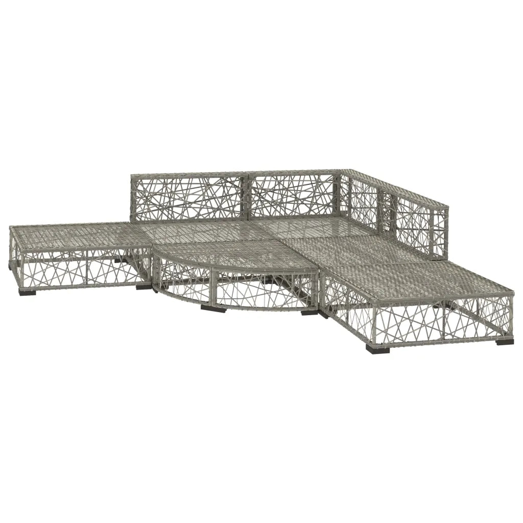 Set Divani da Giardino 6 pz con Cuscini in Polyrattan Grigio 46807