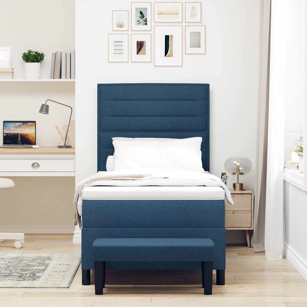 Letto a molle con testiera Blu 90 x 200 cm Tessuto 3343966