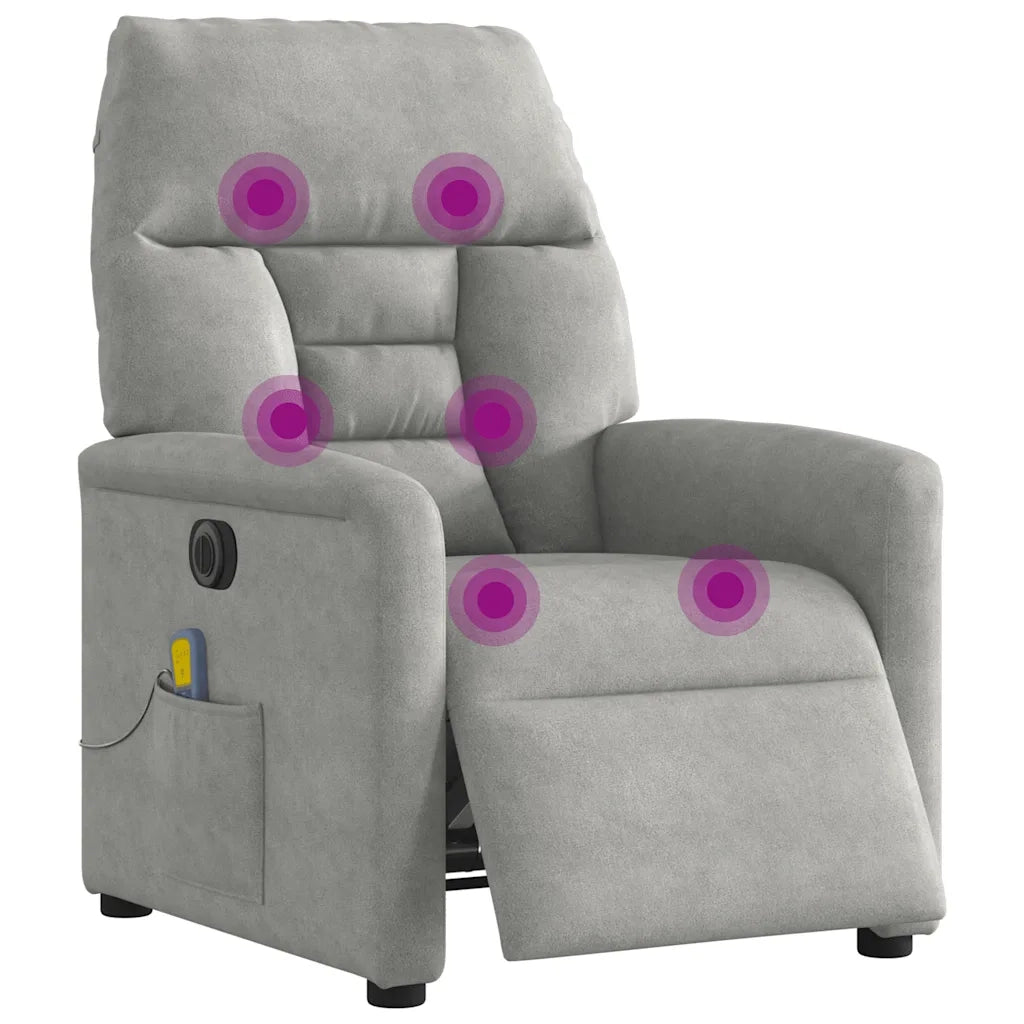 Divano Sedia-Poltrona Reclinante Massaggi Elettrica Grigio Chiaro Microfibra 744541