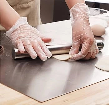 ZOIMANIA - Tagliere Spianatoia con Tarocco e Mattarello - Inox - Profondità 60 Dimensione Tagliere: L 40 x P 60 x 3