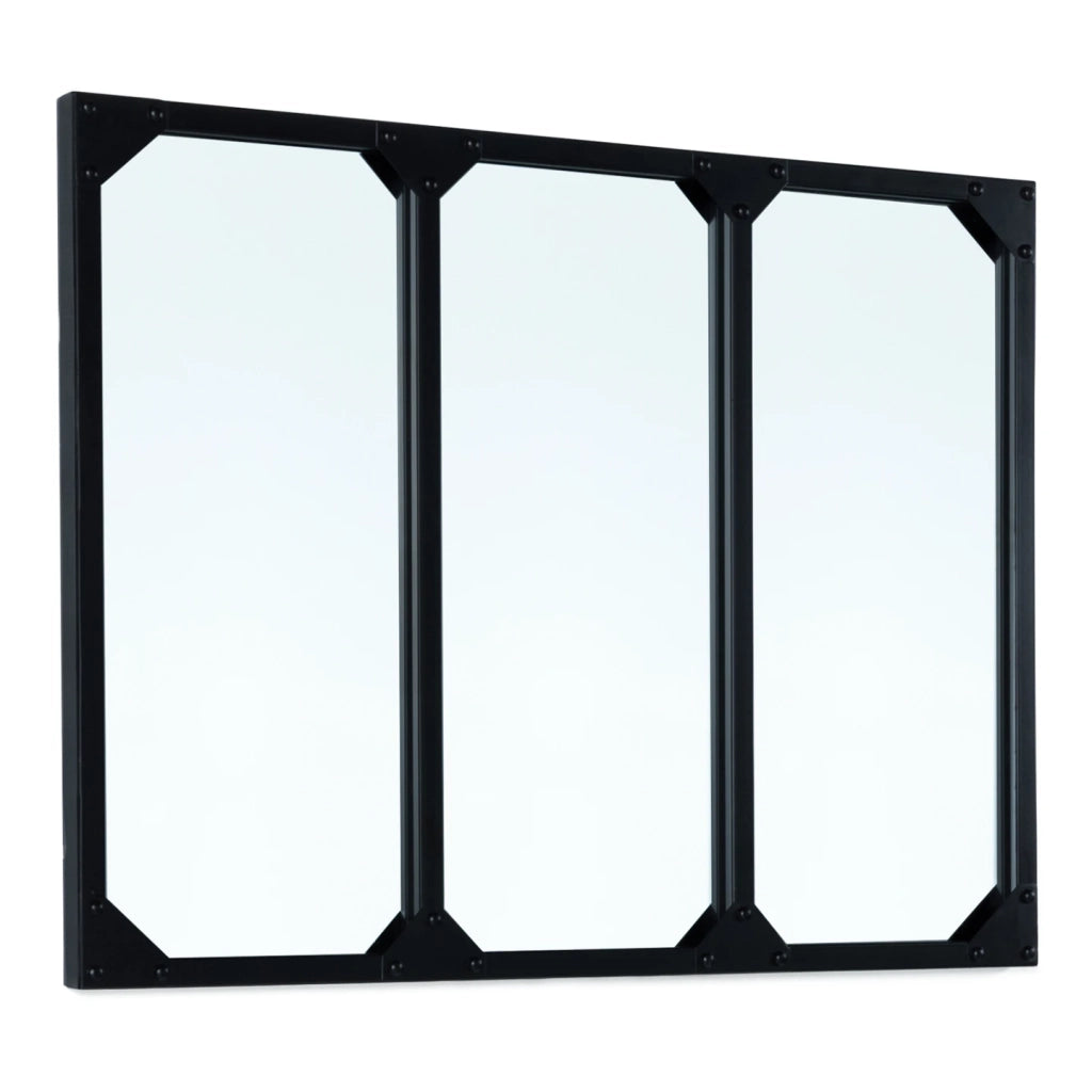 IDMarket - Specchio in vetro a 3 strisce di design industriale 80x60 cm