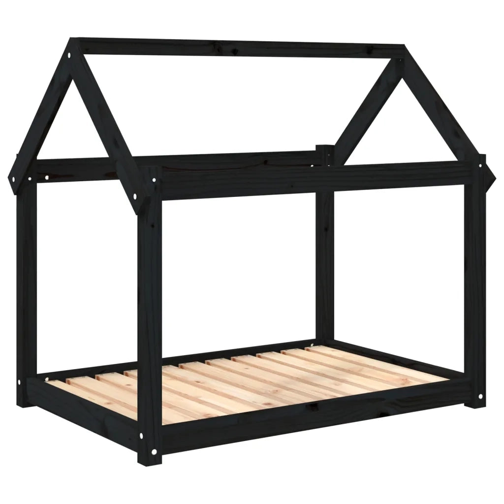 Cuccia per Cani Nera 101x70x90 cm in Legno Massello di Pino 822216