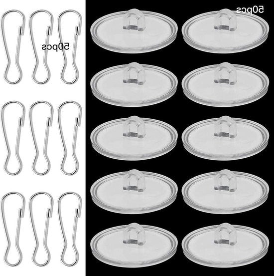Haken per Plafondo autoadesivi - Clip per Albero Bandiera - Translucido - Cucina Bagno - Senza Forare - 23 mm - 100 Pezzi di haken per plafondo autoadesivi