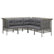 Set Divani da Giardino 5 pz | Set Salotto da Giardino con Cuscini in Polyrattan Grigio