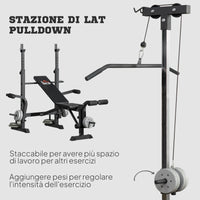 Panca Fitness 180x134x200 cm con Leg Press Squat Rack e Leg Extension in Acciaio e PU Nero e Argento