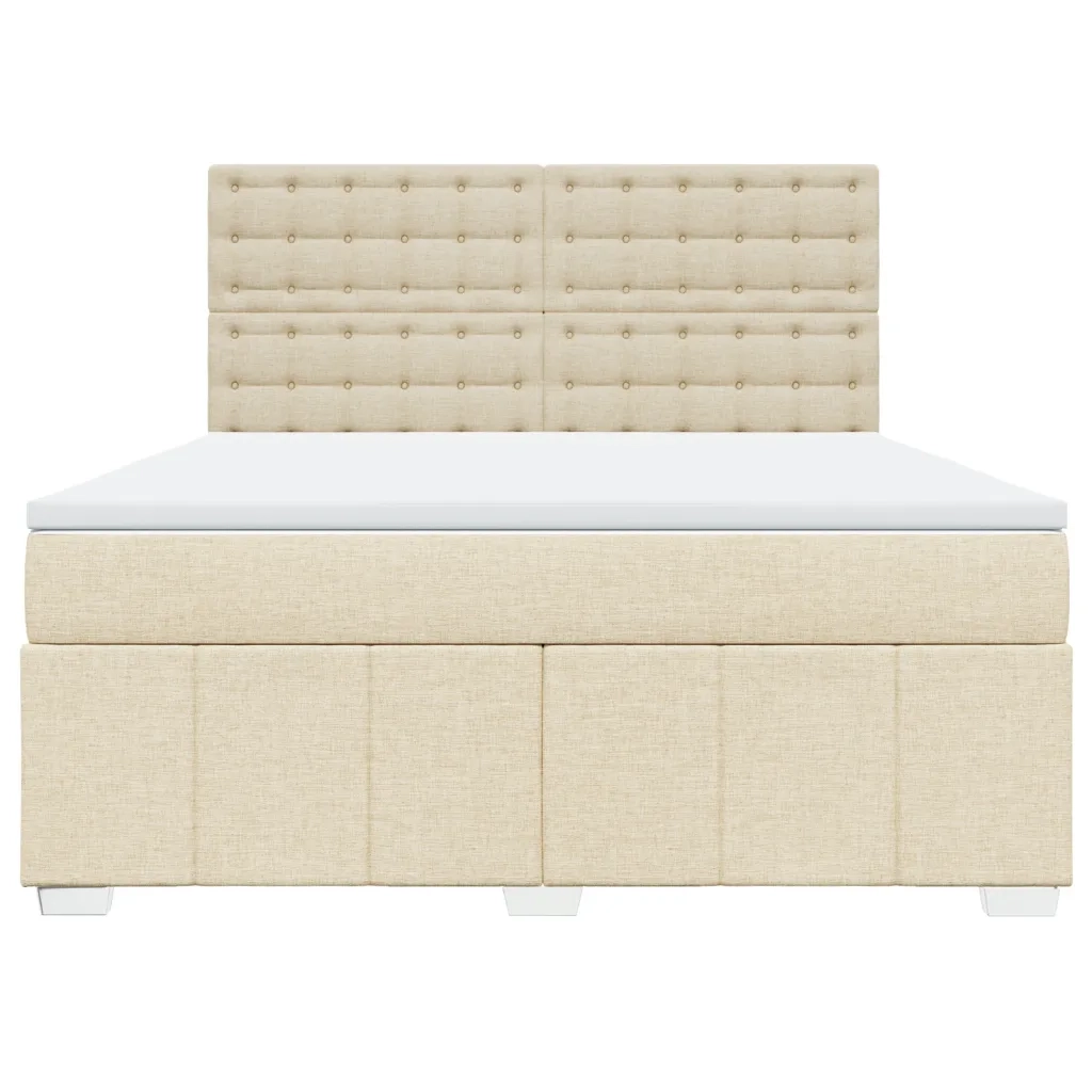 Giroletto a Molle con Materasso Crema 180x200 cm in Tessuto