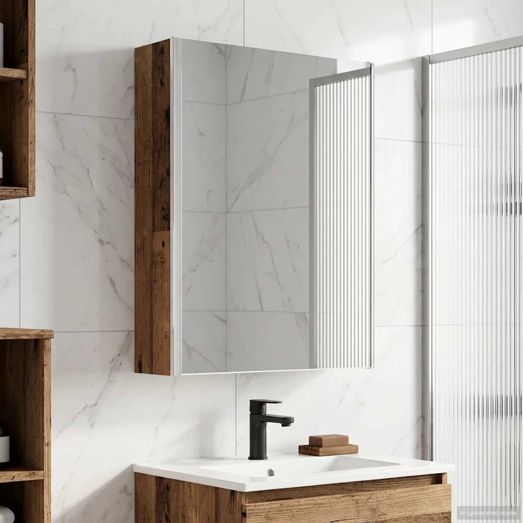 Mobiletto per specchio da bagno Legno vecchio 889237