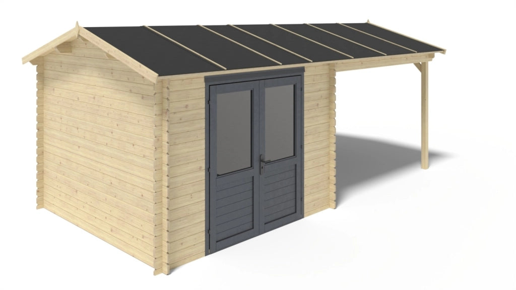 Casetta da giardino in legno - 17.4m2 - 5.79x3m - 28mm - colore: naturale - DOM639 - ALTANKA