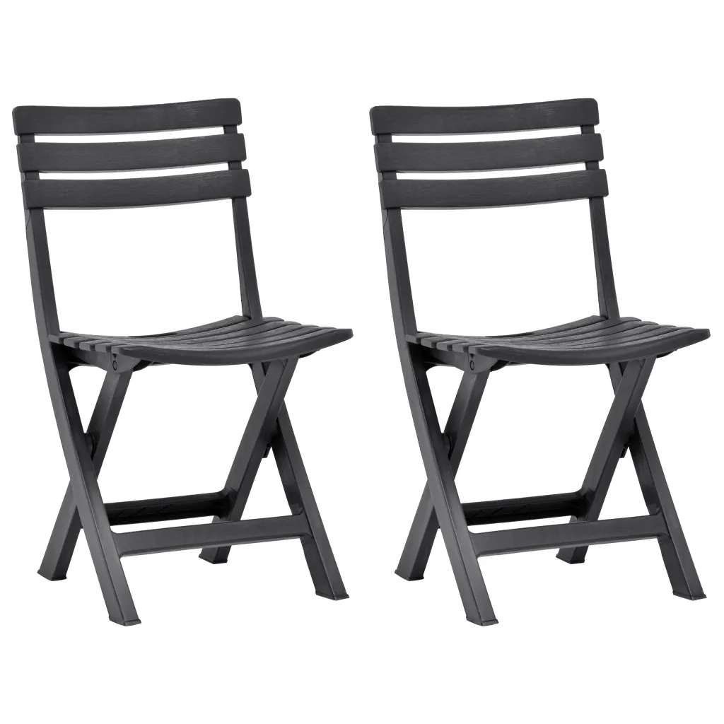 Sedie da Giardino Pieghevoli 2 pz in Plastica Antracite cod mxl 55651