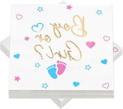 Servette di rivelazione del sesso 40 pezzi 3 strati di carta 33 x 33 cm rosa e blu per baby shower e festa