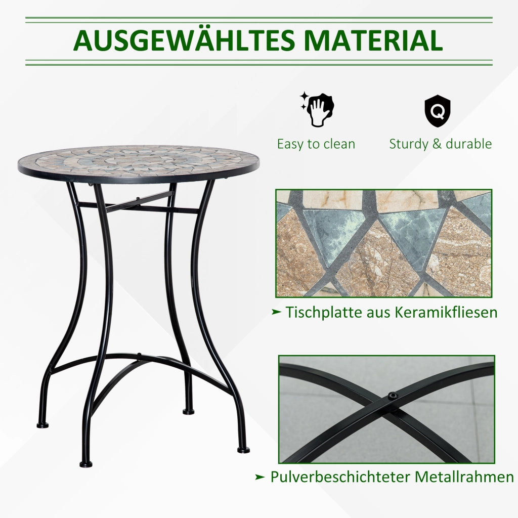 Tavolo da pranzo per giardino rotondo ¨C zephmum ¨C verde, beige, bianco, ?60 cm