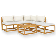 Mobili da giardino mobili da esterno Set di mobili da 6 pezzi con cuscino color crema in legno massello di acacia 02_0016624