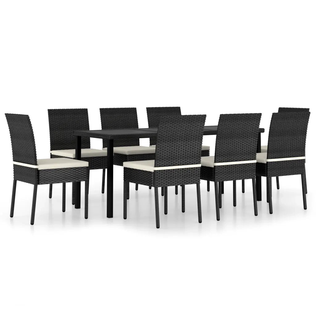 Set da Pranzo da Giardino 9 pz in Polyrattan Nero 3065698