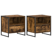 Set di 2 Comodini | Armadio da Notte | Mobiletto da notte con cassetto Quercia Fumosa 50 x 39,5 x 50 cm