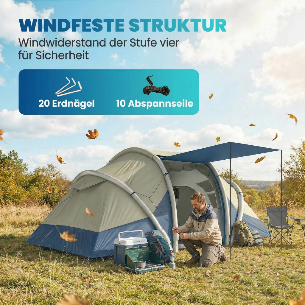 Tenda Gonfiabile 4 Persone ¨C zephmum ¨C 2 Camere da Letto con Finestra a Rete e Tettoia