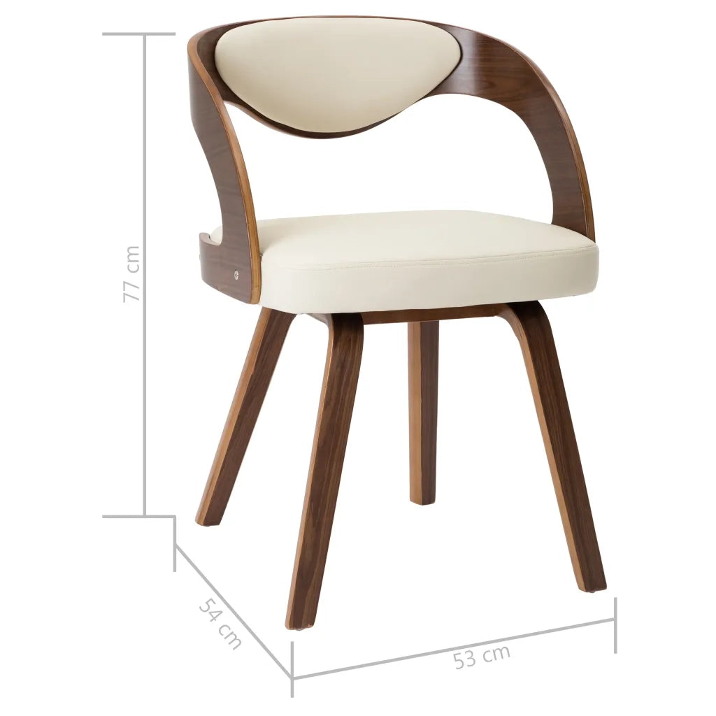 Sedie da Pranzo 2 pz Crema in Legno Piegato e Similpelle cod mxl 23929