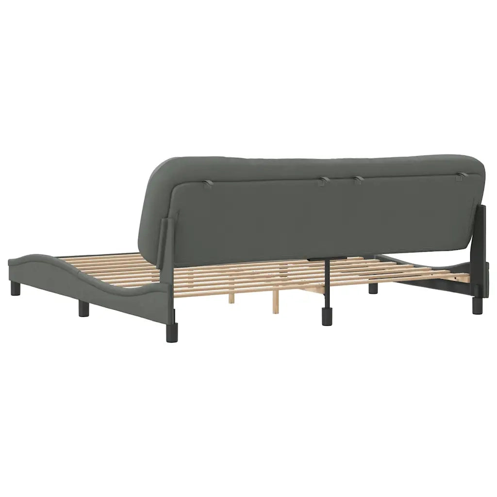 Giroletto senza Materasso-Struttura Letto Hvar Grigio Scuro 200x200 cm Tessuto