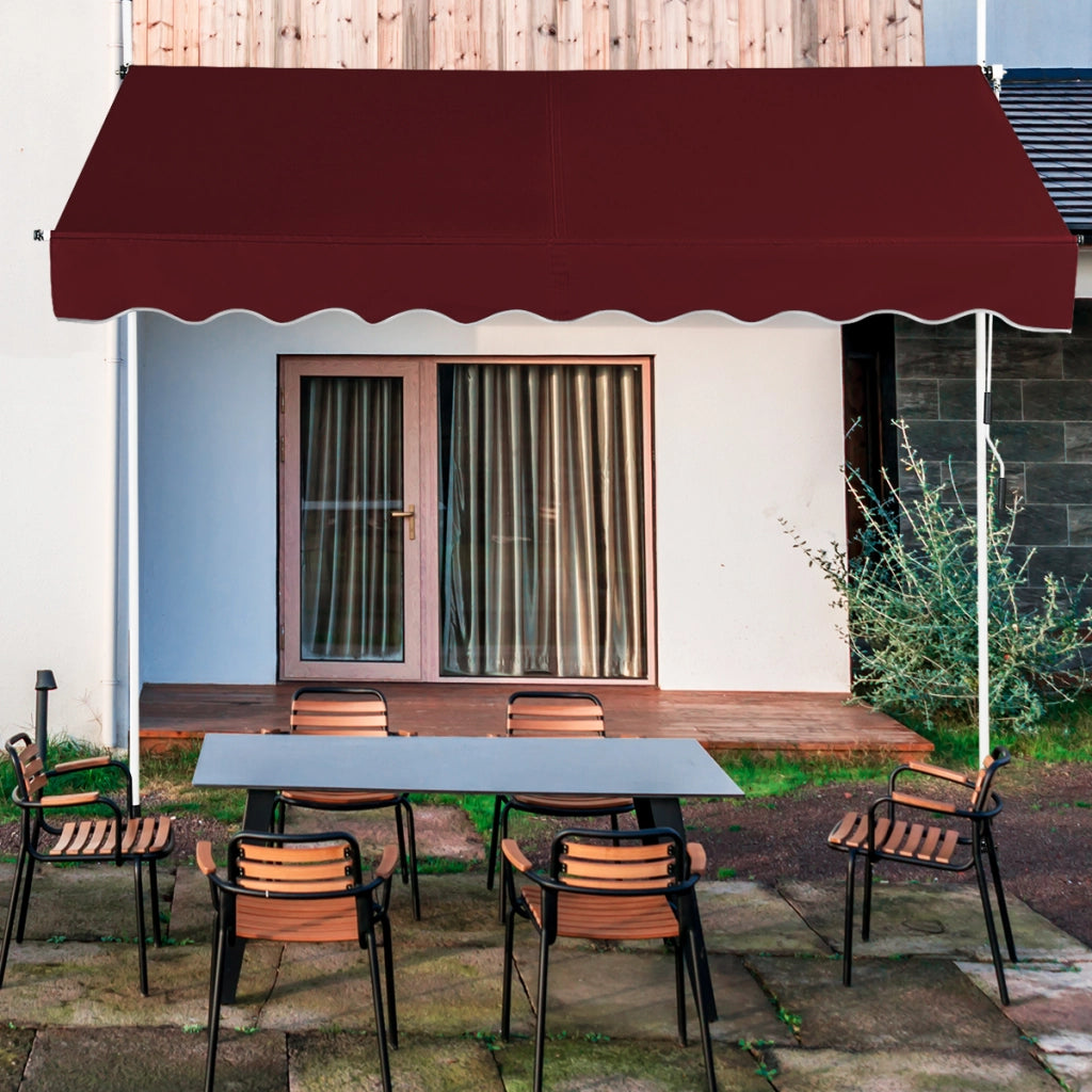 Tenda a bracci da 250 cm di larghezza senza forare, Tenda da balcone resistente ai raggi UV Rosso