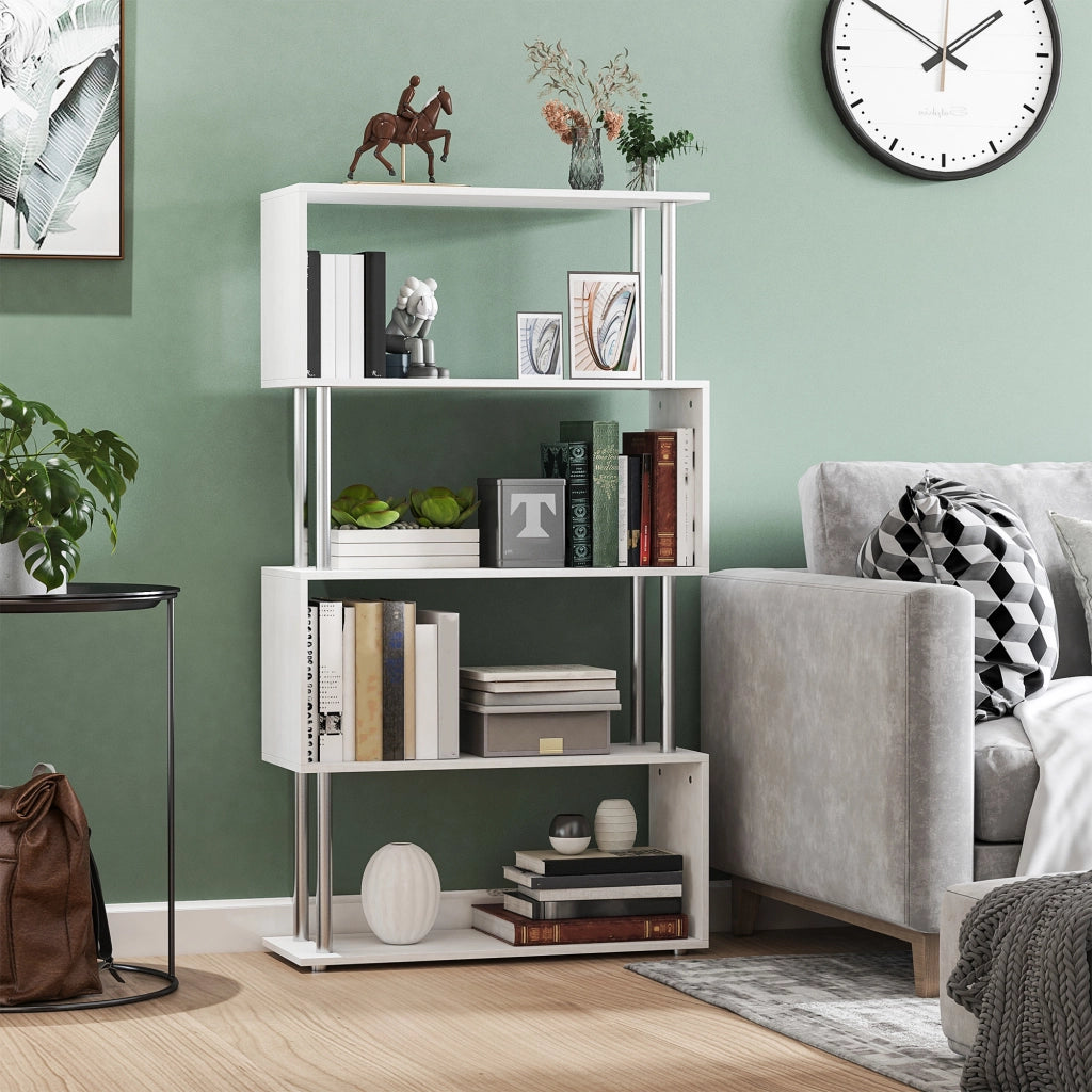 Libreria Scaffale Design Moderno 4 Ripiani ¨C zephmum ¨C Bianco 80x30x145 cm