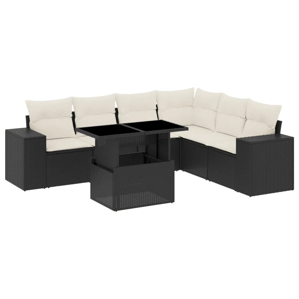 Set Divani da Giardino con Cuscini 7pz Nero Polyrattan 3269186