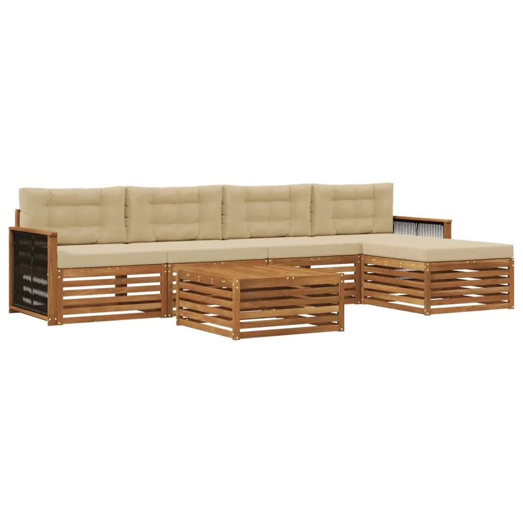 Set di divani da esterno con cuscino 6 pcs Naturale e Beige 3383266