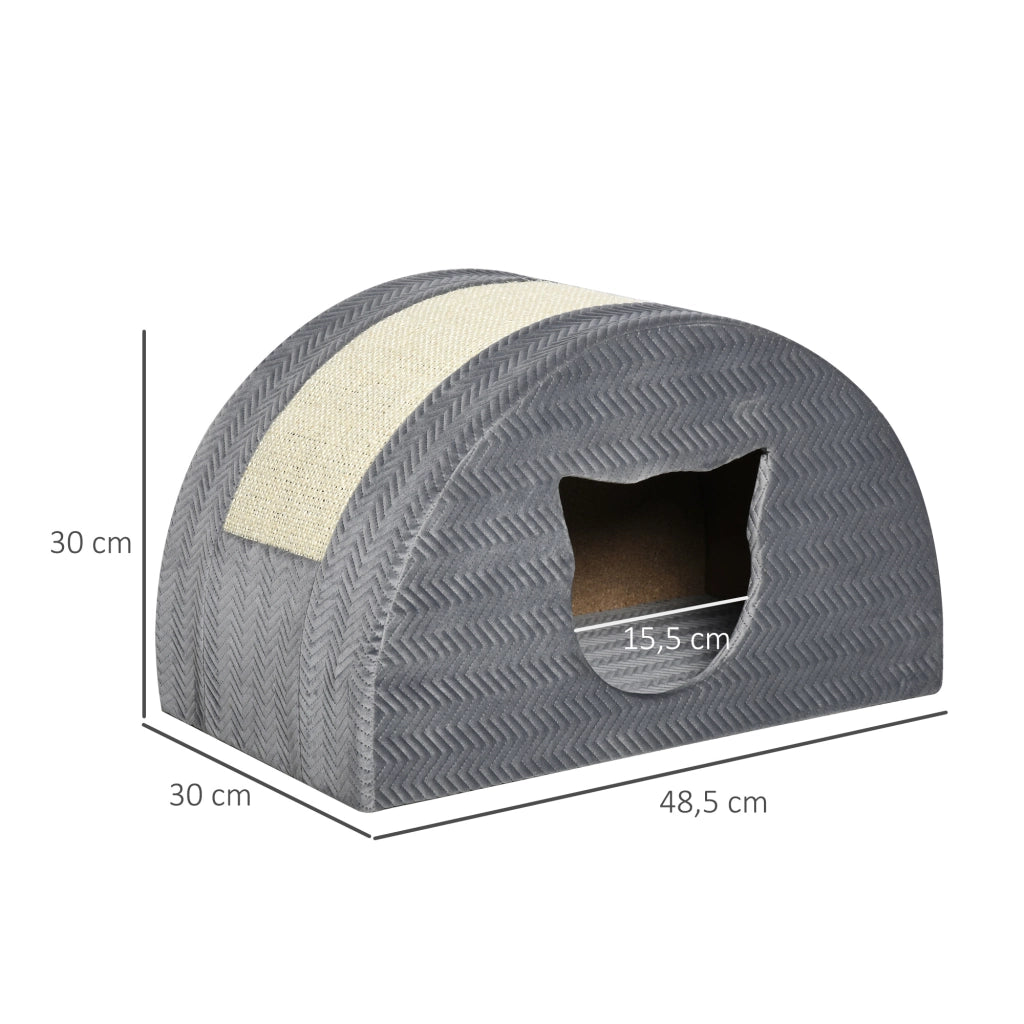 Cuccia per Gatti con Tiragraffi in Sisal ¨C Zephmum ¨C Grigio 48.5x30x30 cm