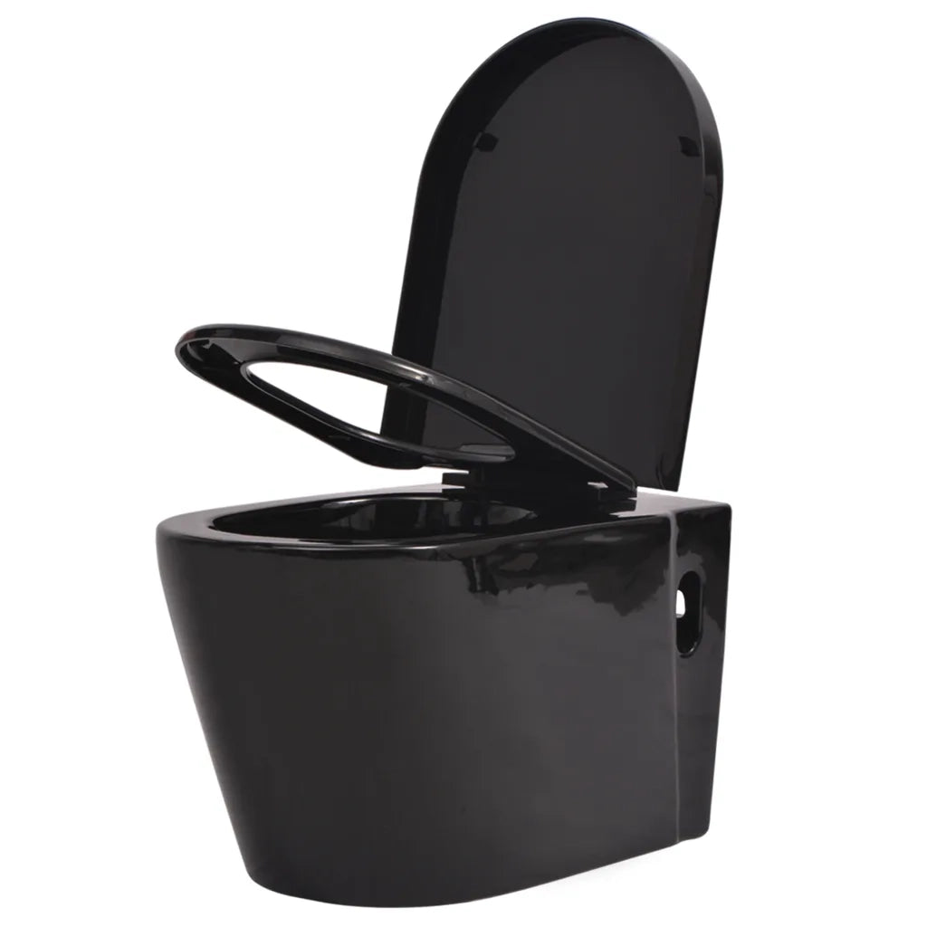 WC a Muro con Sciacquone Nascosto in Ceramica Nera CFW2393802