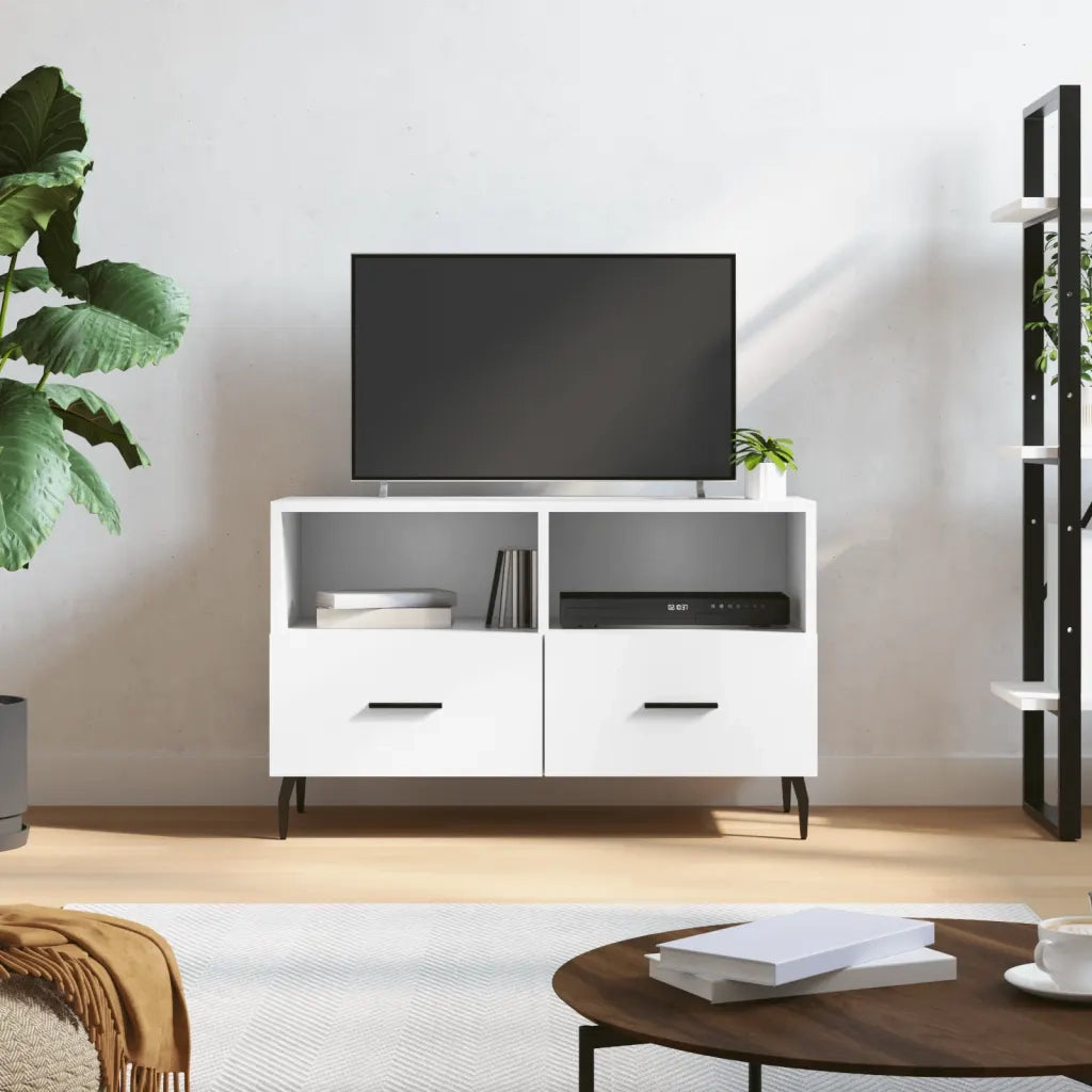 Mobile Porta TV-Mobile per TV-Credenza TV Bianco 80x36x50 cm in Legno Multistrato 693476