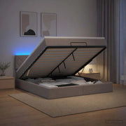 Letto Ottomano con Materasso e LED Tortora 180 x 200 cm Tessuto 3457013