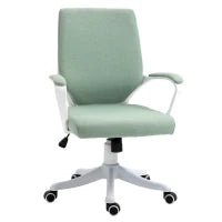 Sedia da Ufficio, Sedia da Scrivania, Sedia per Ufficio con Funzione di Oscillazione, Schienale Regolabile, Imbottitura Spessa, Ergonomica, Ruote Girevoli, in Tessuto, 62x69x92-100 cm, Verde