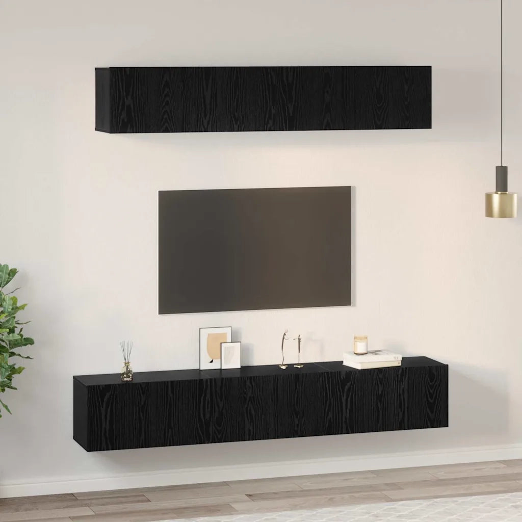Set mobile TV 5 pcs Rovere Nero Legno multistrato