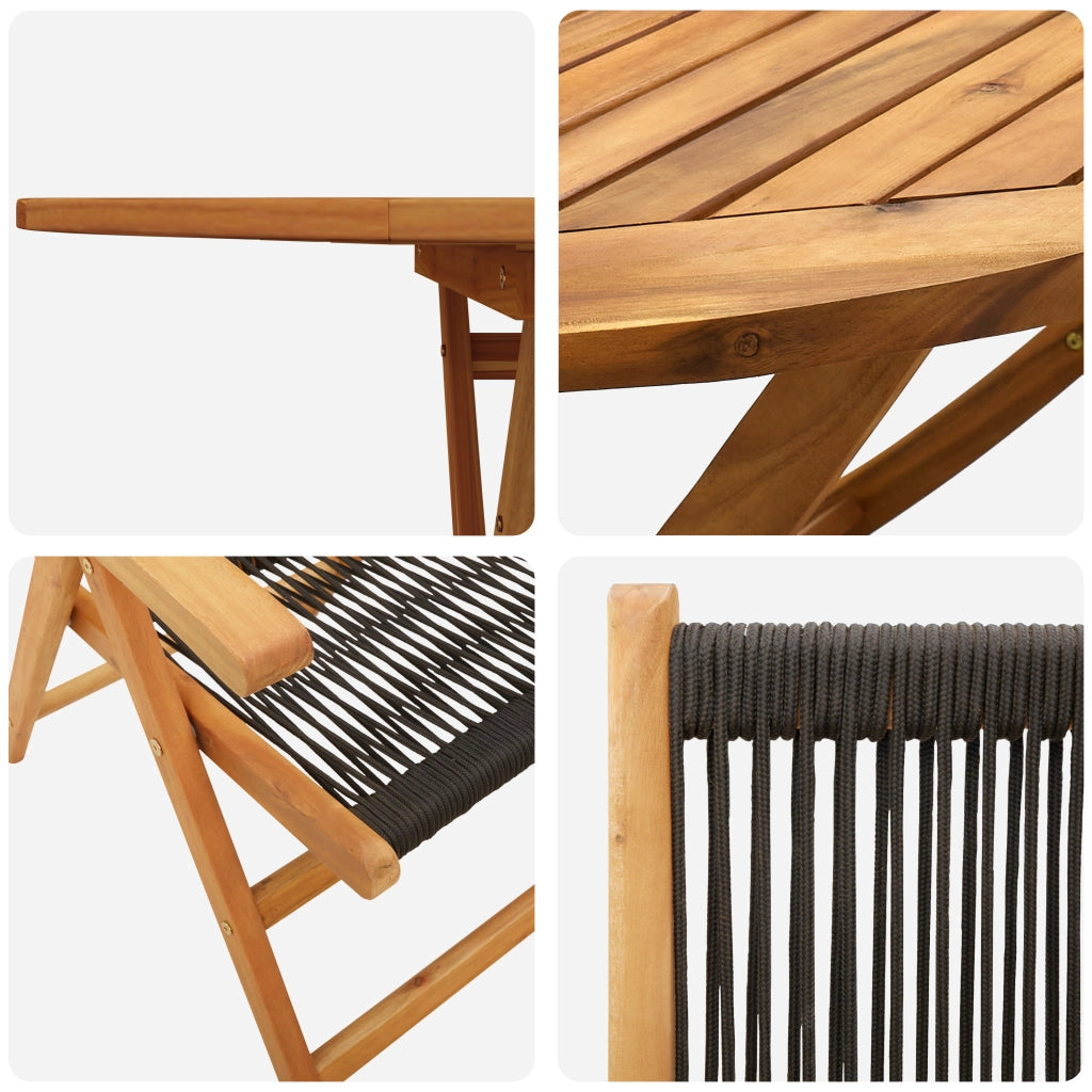 Set da Pranzo da Giardino da 7 Pezzi - Legno di Acacia Nero con Polyrattan