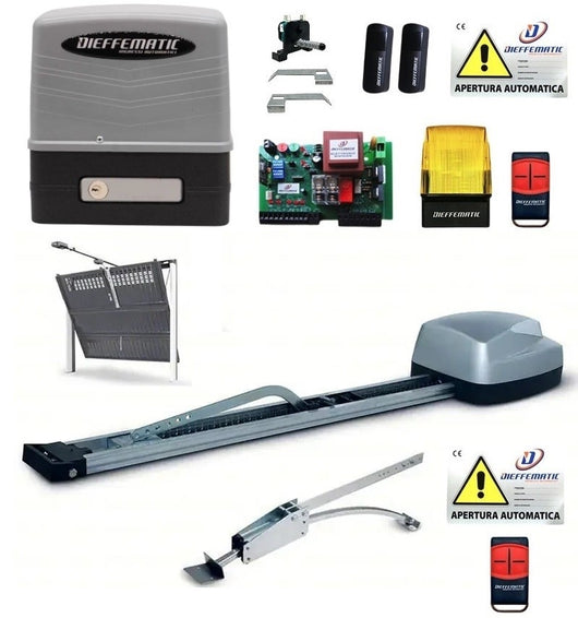 COMBO CANCELLO SCORREVOLE 600KG 230V + UNIKO 100KG 24V PORTA BASCULANTE CONTRAPPESI