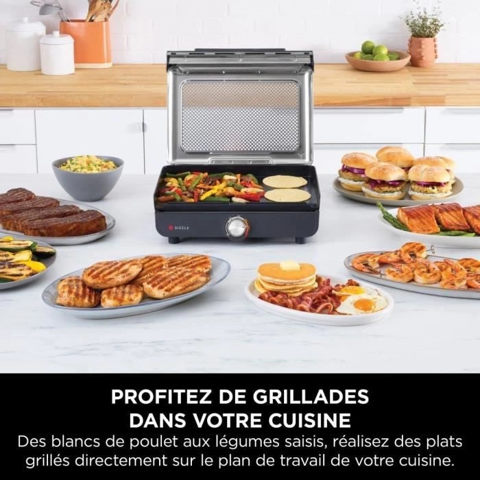 Griglia e plancha da interno - NINJA - Sizzle GR101EU - 34 x 8 x 13,5 cm - Nero