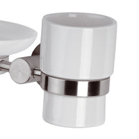 Supporto doppio con bicchiere e portasapone - serie minimal inox