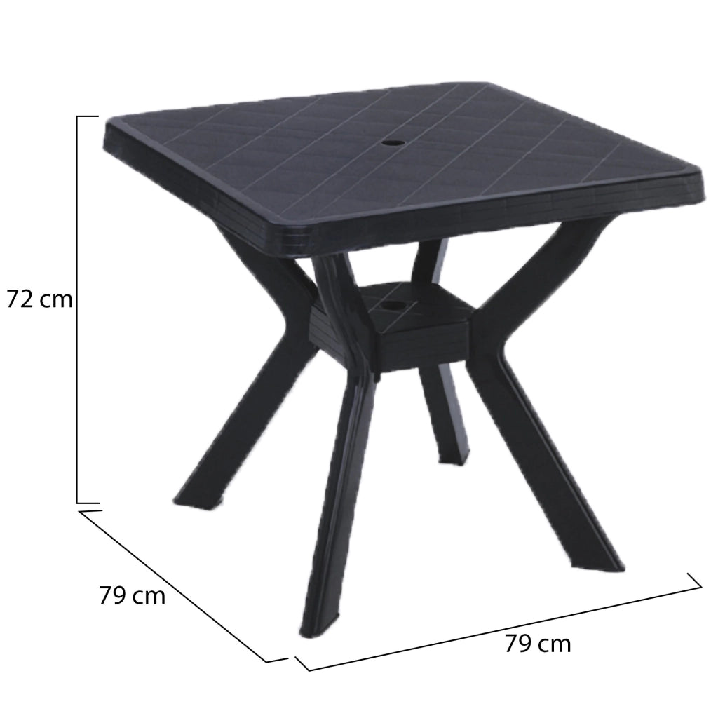 Normandy, Tavolo da Esterno 4 Posti Made in Italy, 79x79x72h cm Nero Antracite
