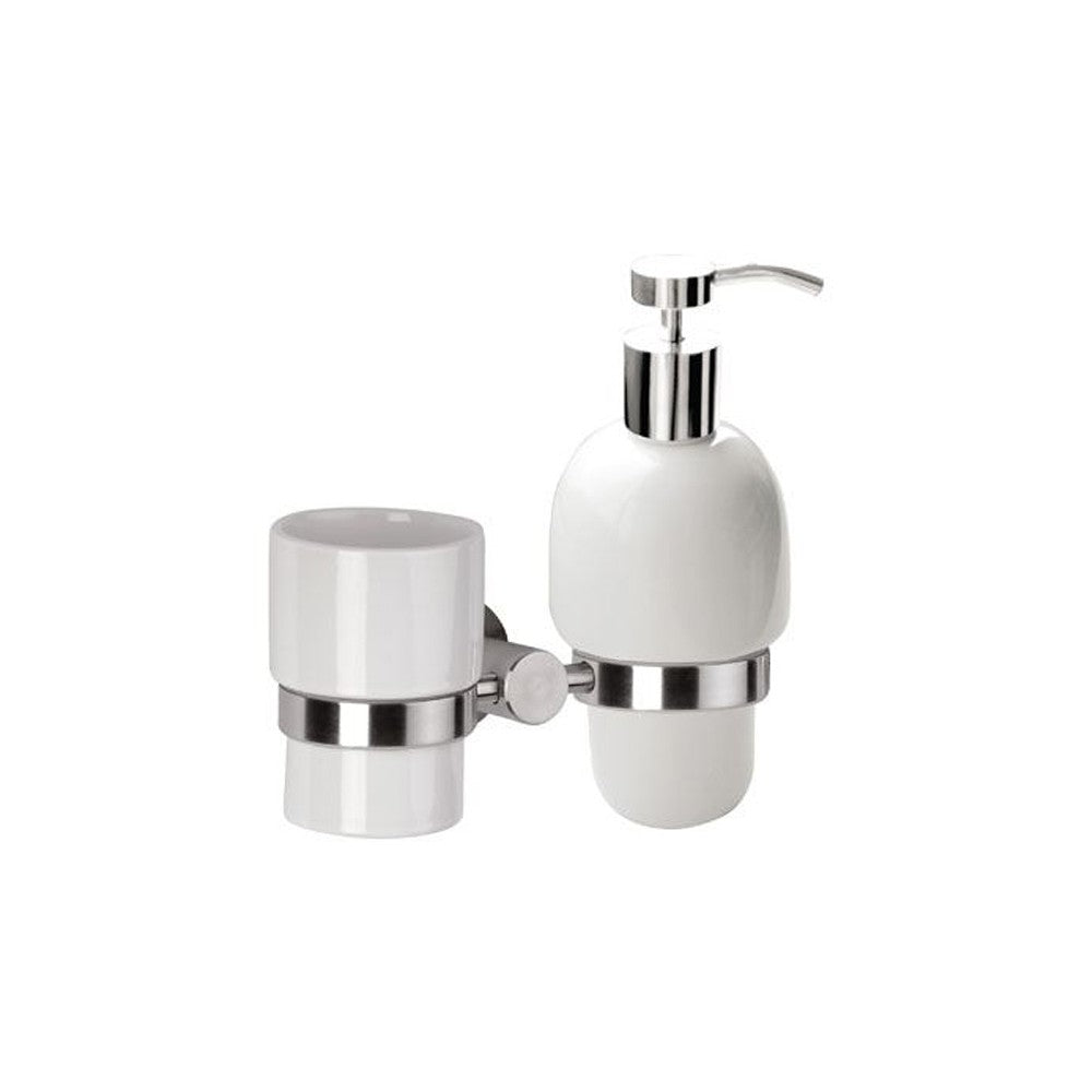 Bicchiere e dispenser sapone - serie minimal inox