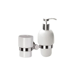 Bicchiere e dispenser sapone - serie minimal inox