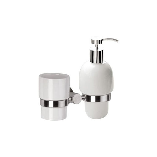 Bicchiere e dispenser sapone - serie minimal inox