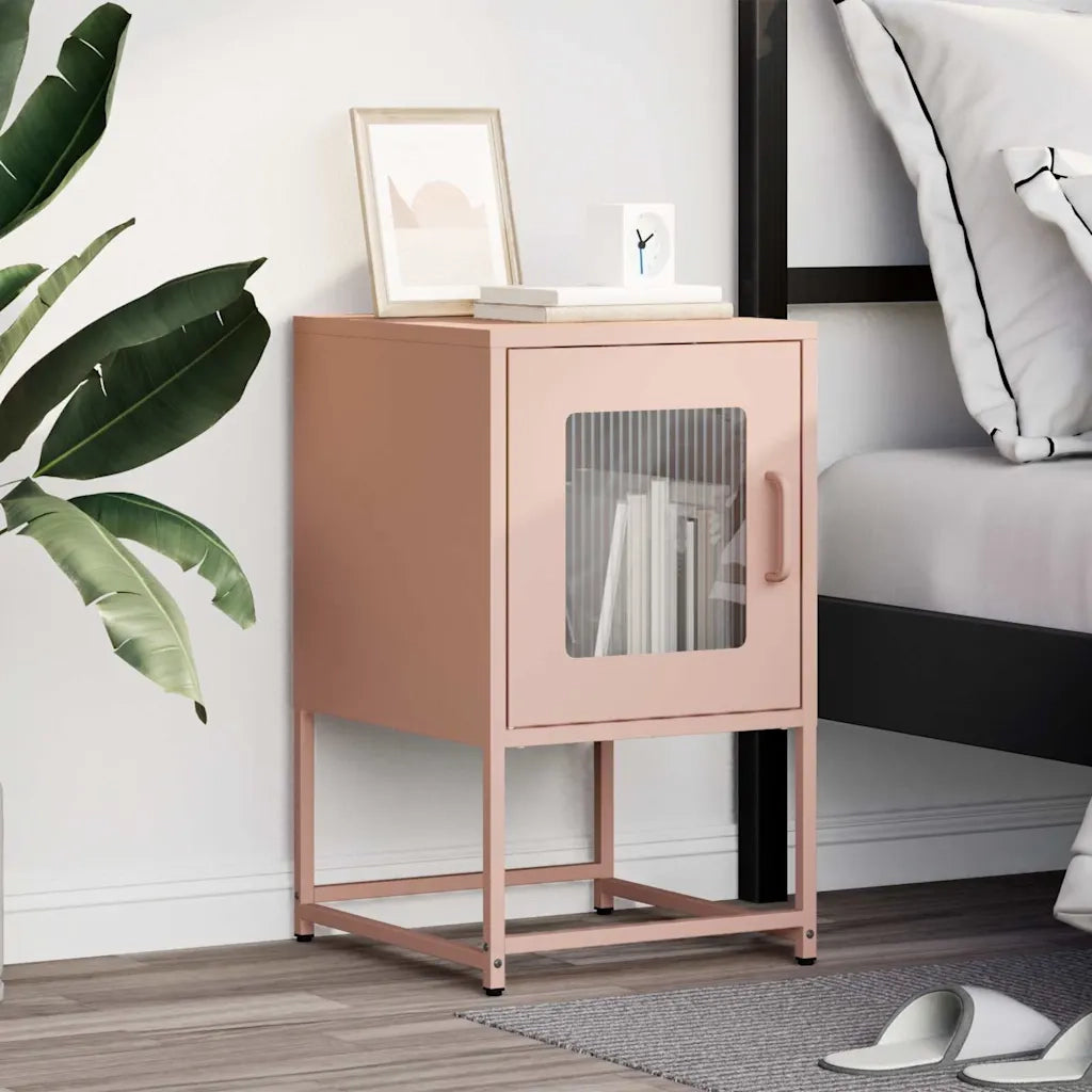 vidaXL Comodino Rosa 36x39x60,5 cm in Acciaio Laminato a Freddo