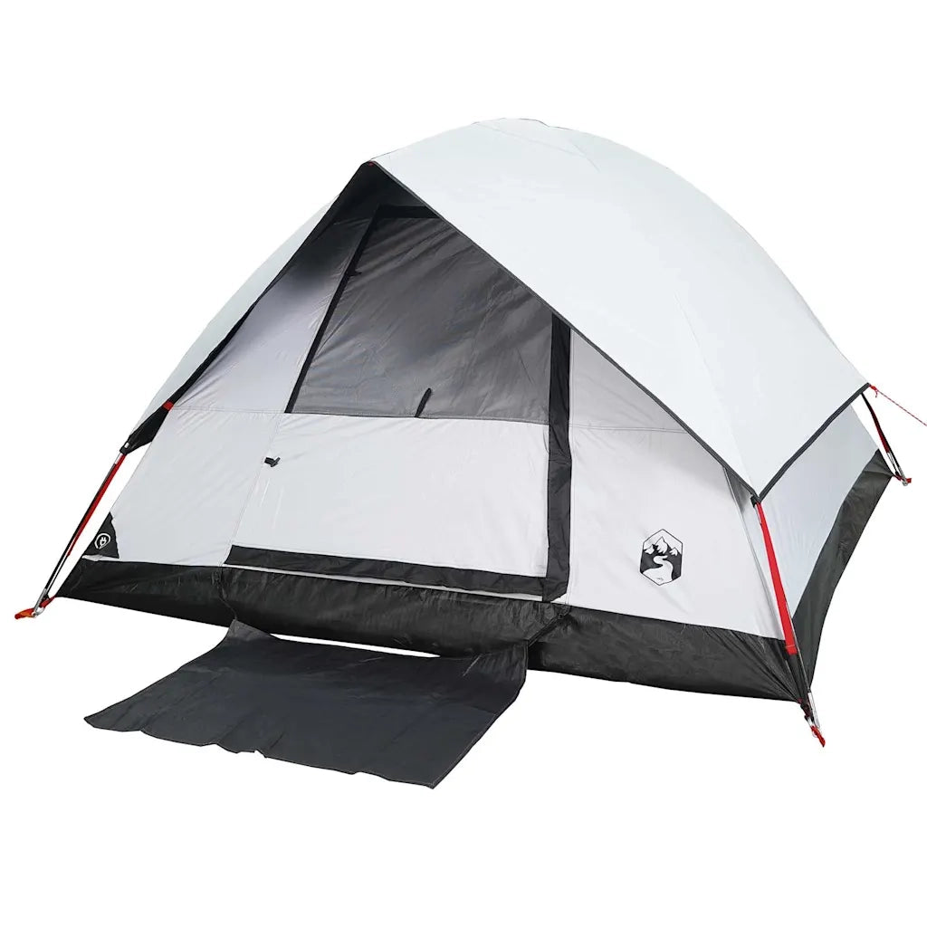 Tenda Campeggio a Cupola 3 Persone-Tenda per Escursionismo Bianca Tessuto Impermeabile 954480