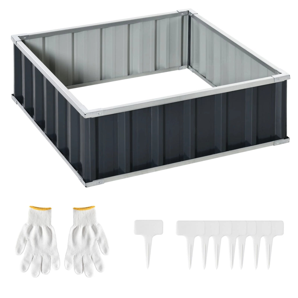 EasyComfort Letto per Orto Rialzato in Acciaio, Fondo aperto e Montaggio Senza Attrezzi, 90x90x30cm